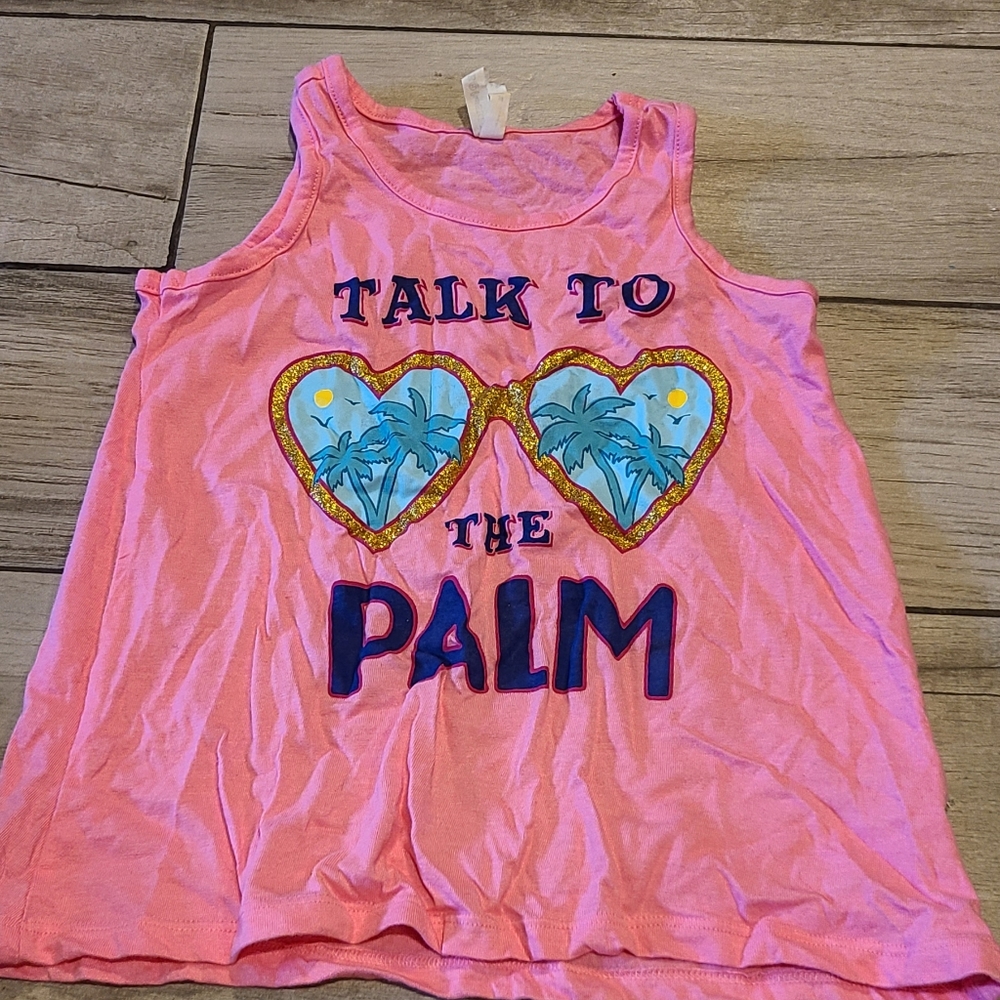 🦔Girls Sunglass Print Beach Palm Tree tank☀️